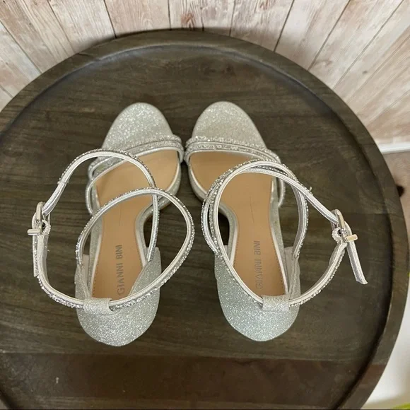 Gianni Bini Maycie “Silver” Ankle Wrap Sandal/Heel Size 7.5 Women - Picture 6 of 13